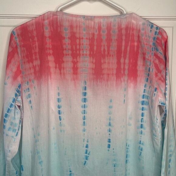 Sundance Women's Embroidered Beaded Tunic Swim Coverup SZ S Tie Dye Ombre Sequin - Picture 10 of 15